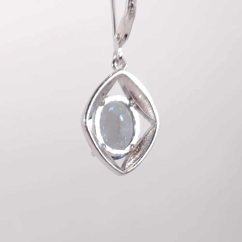 Mystic Iolite 5 Carats Dangle Earrings Sterling Silver